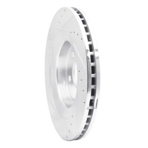 Jeep Grand Cherokee Brake Rotor (1) - Front Right - R1 Concepts - Drilled & Slotted - Silver - `06-`10